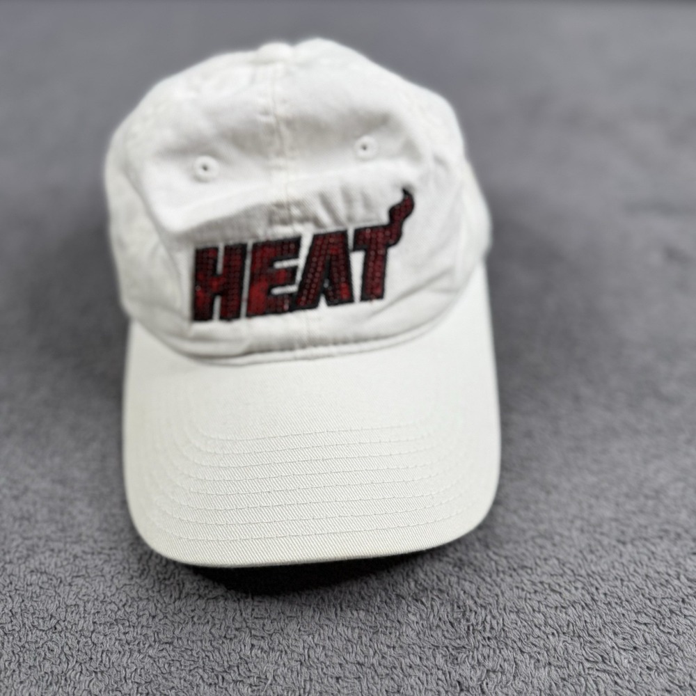 Women's Miami Heat Adidas Strap Back Hat Cap Side Patch White‎